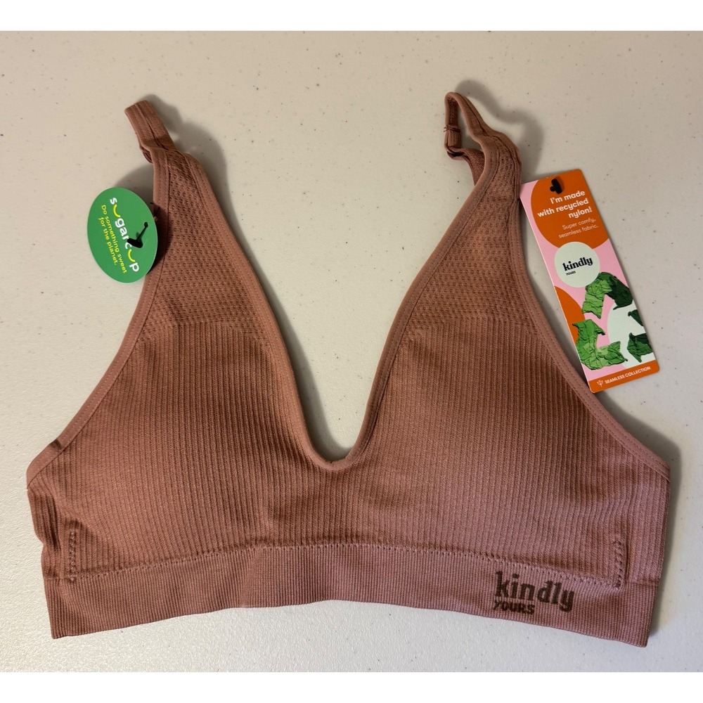 Kindly‎ Yours Bralette Women S Burlwood Brown Seamless Plunge Vneck NEW